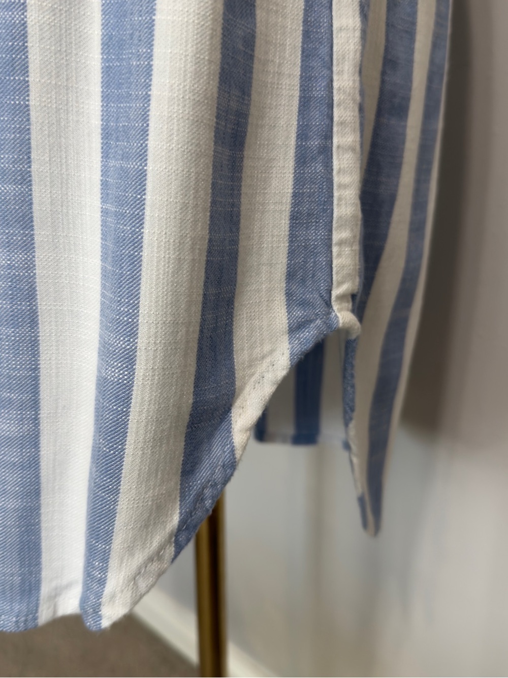 Hope & Harlow Blue White Striped Sleeveless Midi Shirt Dress - Picture 4 of 10